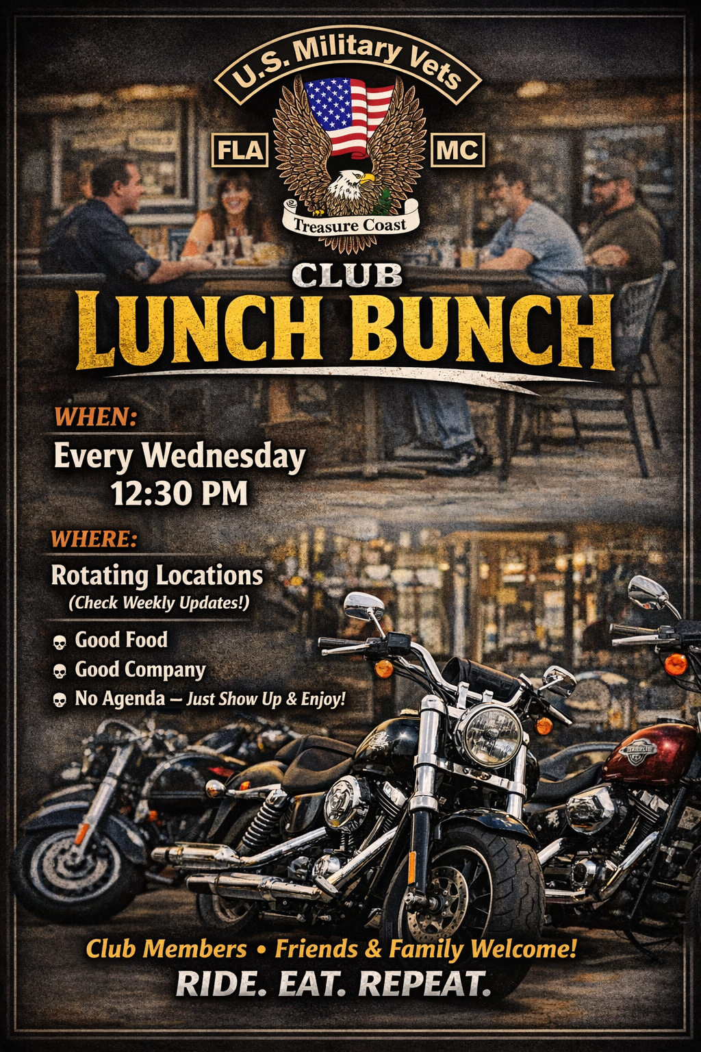 Event flyer for Club Lunch Bunch